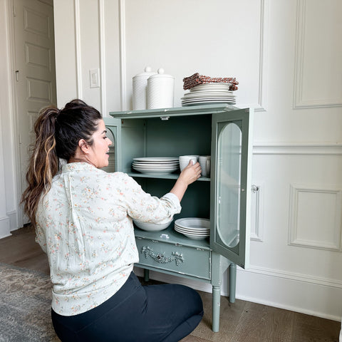 Mint Green Tall Cabinet With Drawer-MFSTUDIO
