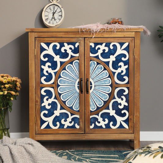 Store in style and add a retro look to your space with our 2 door carved accent cabinet. Free Shipping & 1-Year Warranty.