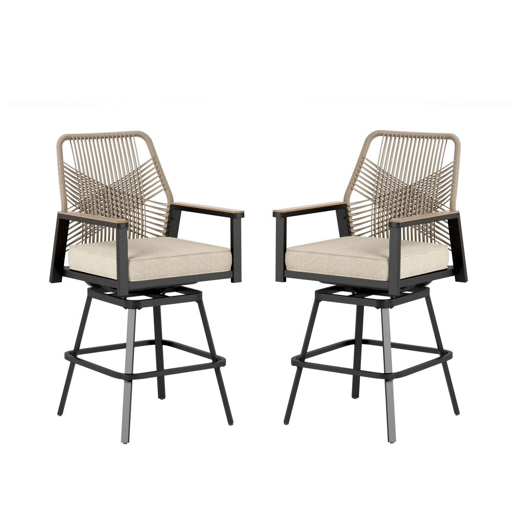 Sophia & William Outdoor Patio Swivel Bar Stools Wicker Rattan Counter Height Chairs
