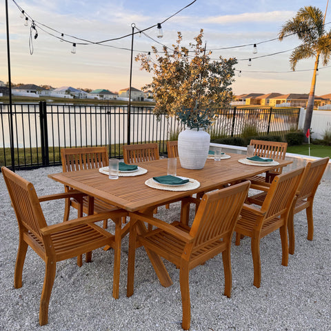 Sophia & William 9/7-Piece Patio Dining Set Acacia Wood Dining Table and Chairs