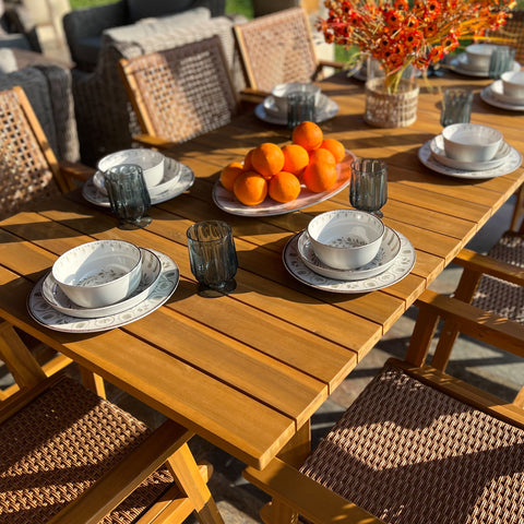 Sophia & William Outdoor Acacia Wood Casual Dining Set for Backyard