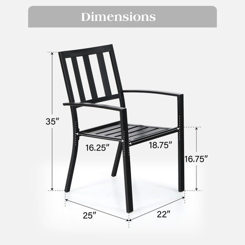 PHI VILLA Outdoor Patio Metal Dining Chairs for Garden, Backyard