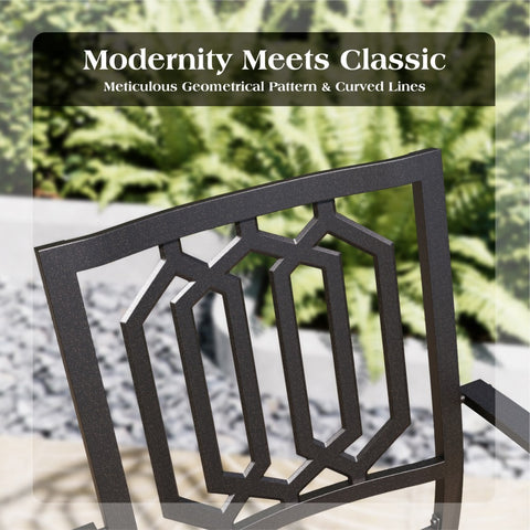 PHI VILLA Outdoor Patio Metal Dining Chairs for Garden, Backyard