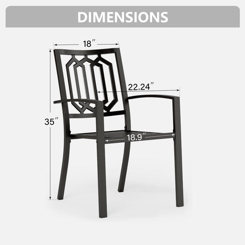 PHI VILLA 9-Piece Patio Dining Set Extra-large Square Table & Stackable Steel Fixed Chairs