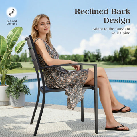 PHI VILLA Outdoor Patio Metal Dining Chairs for Garden, Backyard