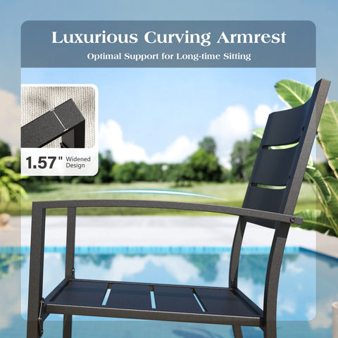 PHI VILLA Outdoor Patio Metal Dining Chairs for Garden, Backyard