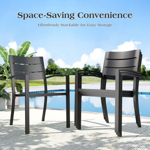 PHI VILLA Outdoor Patio Metal Dining Chairs for Garden, Backyard