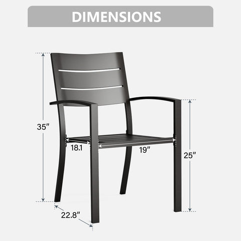 PHI VILLA Outdoor Patio Metal Dining Chairs for Garden, Backyard