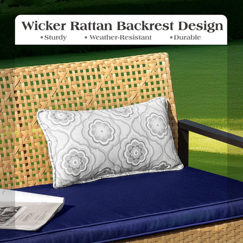 PHI VILLA 4-Piece Contemporary Rattan-wood Patio Conversation Set