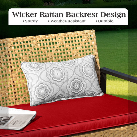 PHI VILLA 4-Piece Contemporary Rattan-wood Patio Conversation Set