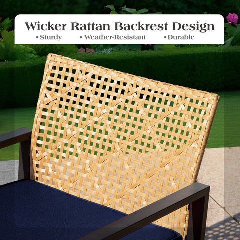 PHI VILLA 4-Piece Contemporary Rattan-wood Patio Conversation Set