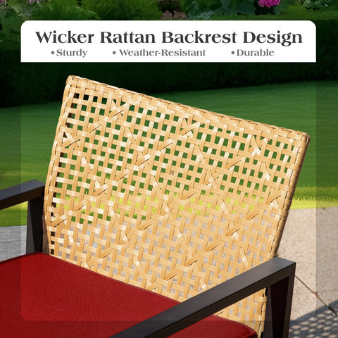 PHI VILLA 4-Piece Contemporary Rattan-wood Patio Conversation Set