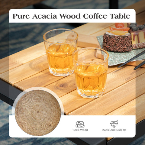 PHI VILLA 4-Piece Contemporary Rattan-wood Patio Conversation Set