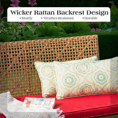 PHI VILLA 4-Piece Contemporary Rattan-wood Patio Conversation Set