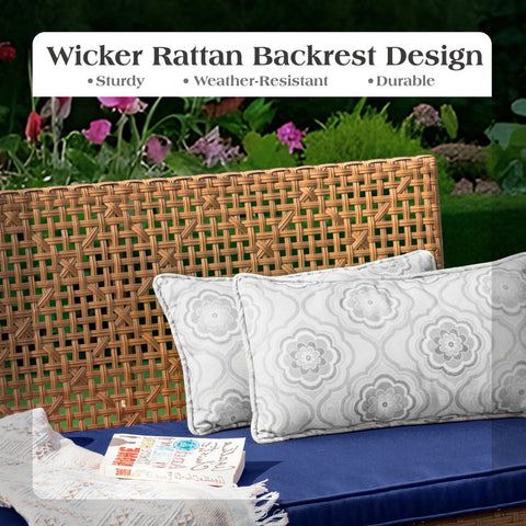 PHI VILLA 4-Piece Contemporary Rattan-wood Patio Conversation Set