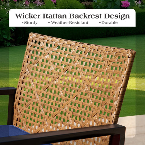 PHI VILLA 4-Piece Contemporary Rattan-wood Patio Conversation Set