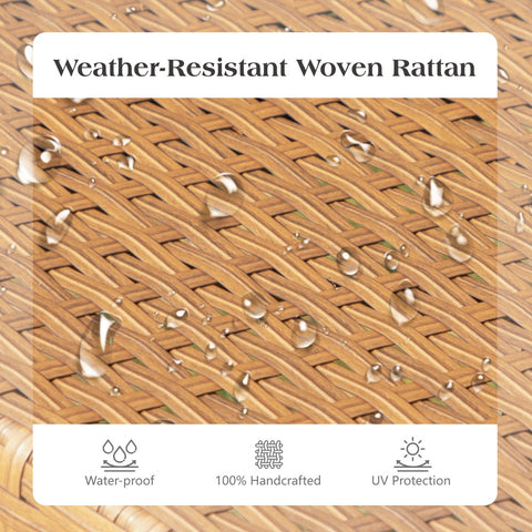 PHI VILLA 4-Piece Contemporary Rattan-wood Patio Conversation Set