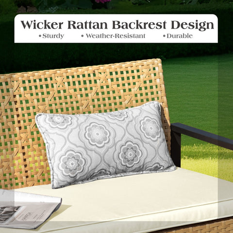 PHI VILLA 4-Piece Contemporary Rattan-wood Patio Conversation Set