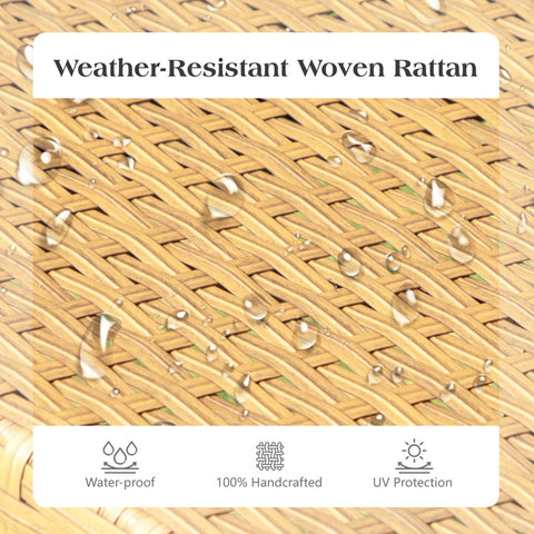 PHI VILLA 4-Piece Contemporary Rattan-wood Patio Conversation Set