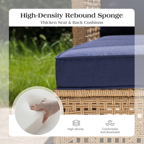 Boho Style Outdoor Wicker Conversation Sofa set with Acacia Wood Coffee Table - Sophia & William