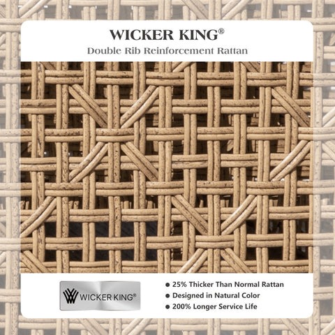 Boho Style Outdoor Wicker Conversation Sofa set with Acacia Wood Coffee Table - Sophia & William