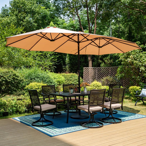 PHI VILLA 15ft Double-Sided Extra Large Patio Twin Umbrella (Base Included)