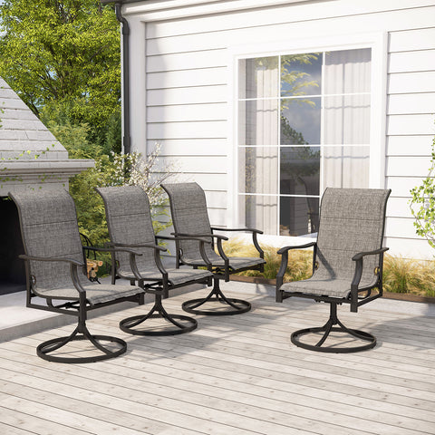 outdoor chair set for 4 padded mesh fabric swivel dining chairs