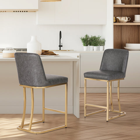 24" Modern PU Leather Bar Stools for Kitchen Island，Phi Villa