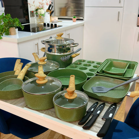 Kitchen Academy Ultimate 30 Pieces Granite-Coating Nonstick Induction Cookware Set for Easy Dinner Ideas