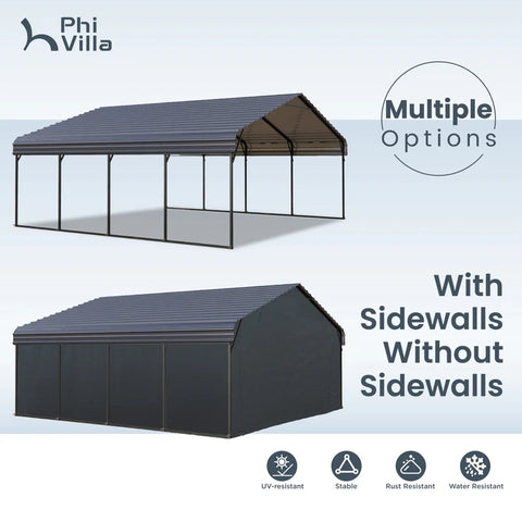 Heavy Duty Carport with Galvanized Steel Roof Multi-Purpose Shelter