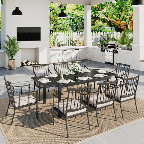Sophia & William Expandable Table & Stylish Fixed Dining Chairs Patio Dining Sets