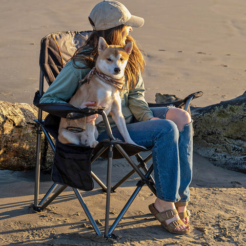 ALPHA CAMP Oversized Portable Folding Camping Chair with Cooler Bag for Sports, Beach, Hiking, Fishing