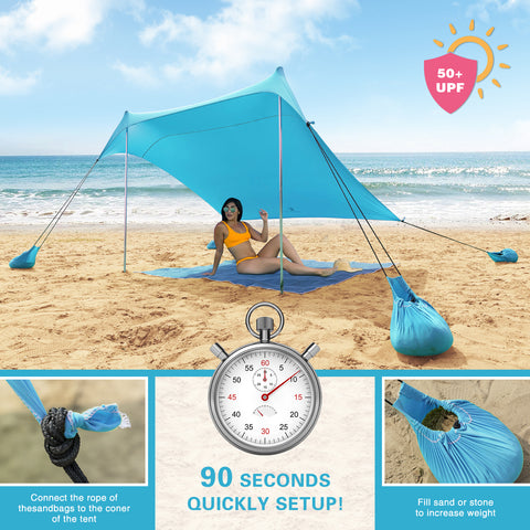 MF STUDIO UPF 50+ Beach Shade Tent 7.6 ft x 7.2 ft