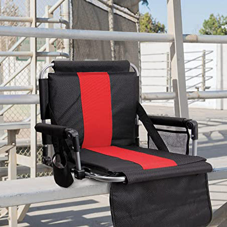 Alpha Camp Folding Stadium Seat Chair for Bleachers with Back & Arm Rest