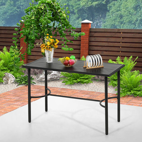 PHI VILLA Embossed Large Height Metal Patio Bar Table with bowed bar