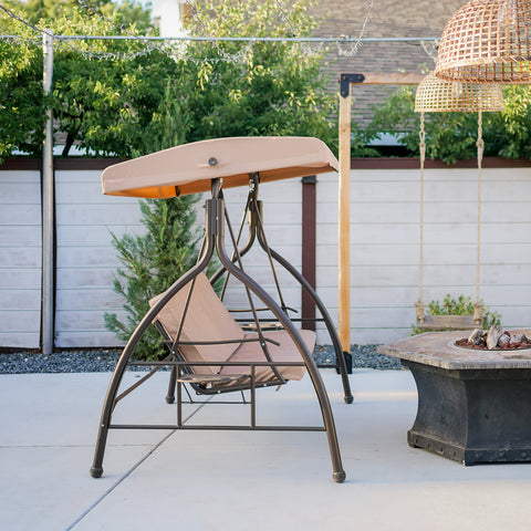 MFSTUDIO Outdoor Patio 3 Person Swing Chair for Porch, Garden, Backyard