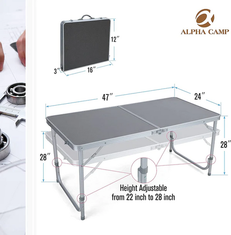 Alpha Camp Portable Folding Aluminum Camping Table