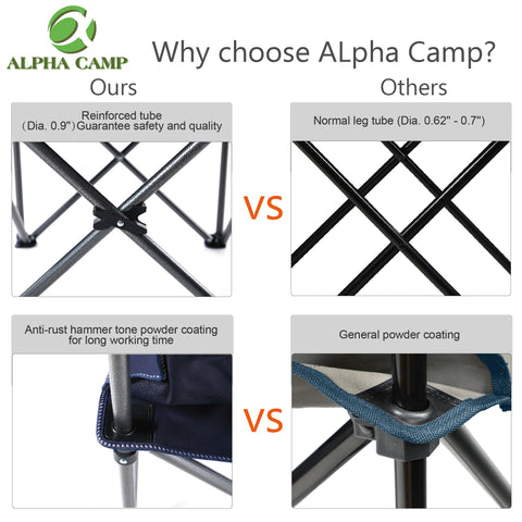 ALPHA CAMP Folding Camping Chair Portable Padded Oversized Chairs