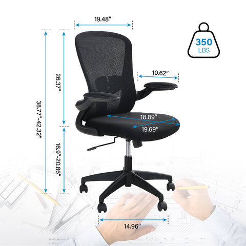 PHI VILLA Mesh Swivel Office Rocking Chair with Adjustable Armrest