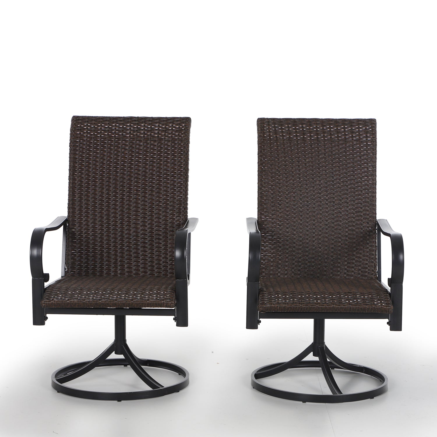 PHI VILLA Rattan Swivel Patio Dining Chairs, Set of 2