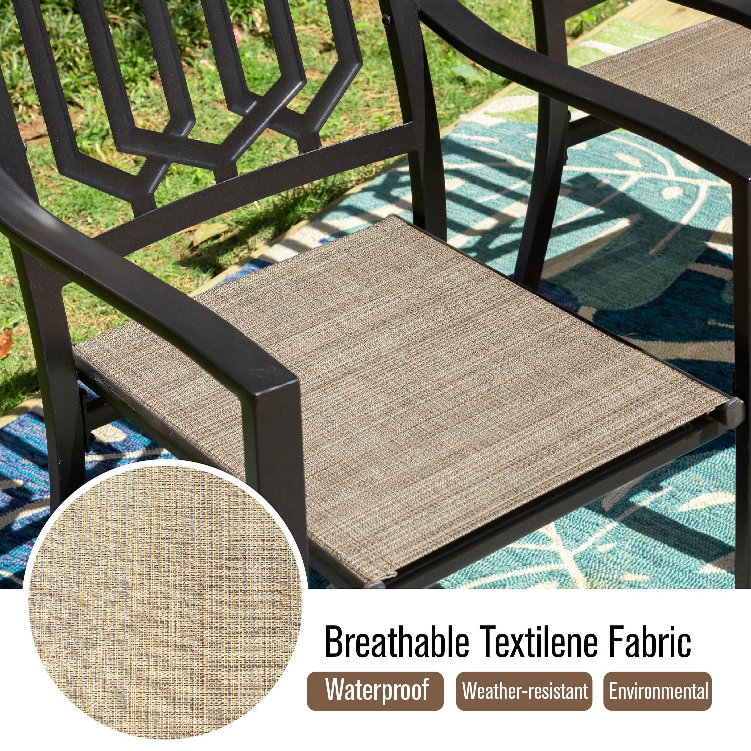 Sophia & William 7-Piece Wood-look Table and Textilene Seat Chairs Outdoor Patio Dining Set