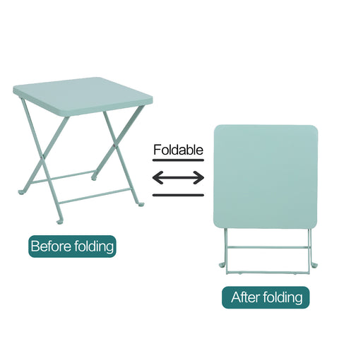 PHI VILLA 3-Piece Folding Rattan Chairs & Small Square Table Patio Bistro Set