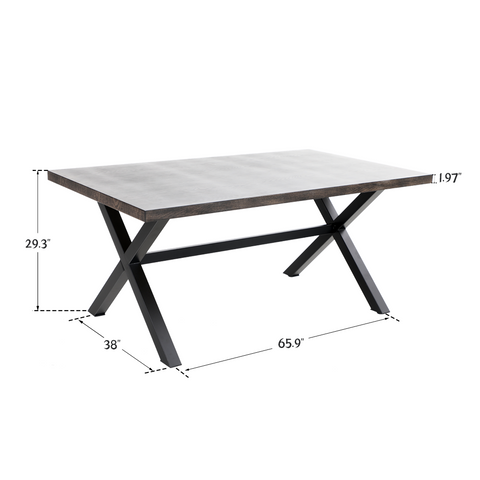 PHI VILLA 66" x 38" Wood-look Pattern Metal Rectangle Outdoor Dining Table