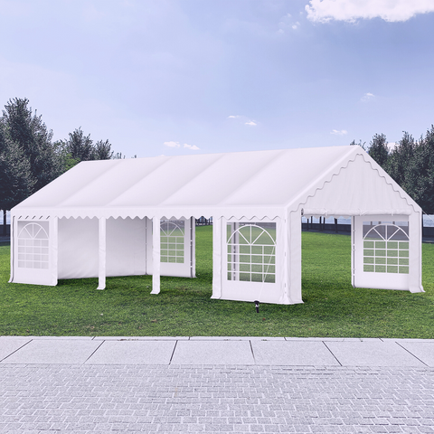 PHI VILLA 16'x32' Scalloped Valance Party Tent Canopy Shelter with Heavy Duty Design (Includes Carry Bag)