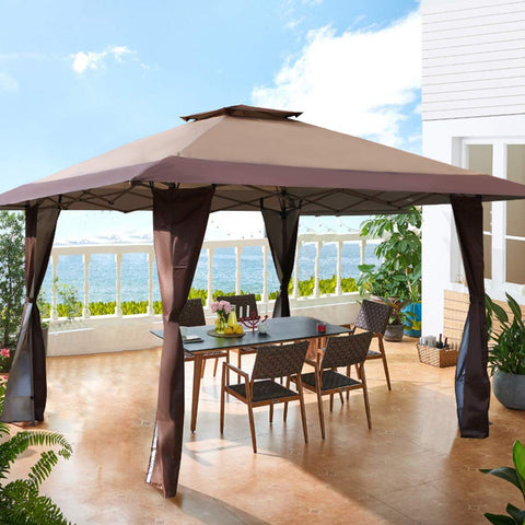 Phi Villa 13' Straight Pop-up Canopy Gazebo, 169 Ft Shade – AlphaMarts