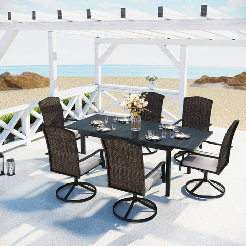 Sophia & William Patio Dining Set Metal Adjustable Outdoor Table Rattan Chairs