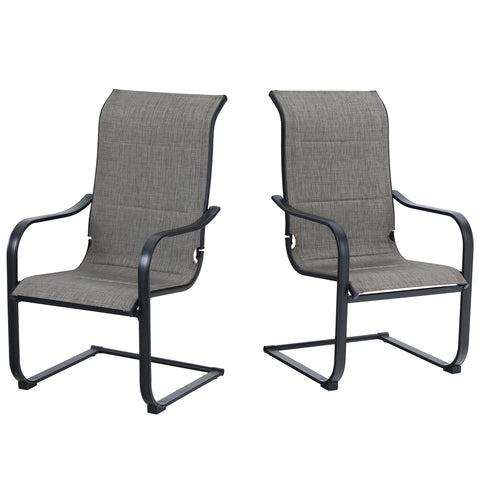 MFSTUDIO Padded C-Spring Textilene Patio Chairs