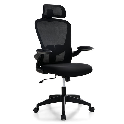 PHI VILLA Mesh Swivel Office Rocking Chair with Adjustable Armrest