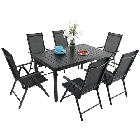 Sophia & William Extendable Table & Textilene Reclining Chair Patio Dining Set