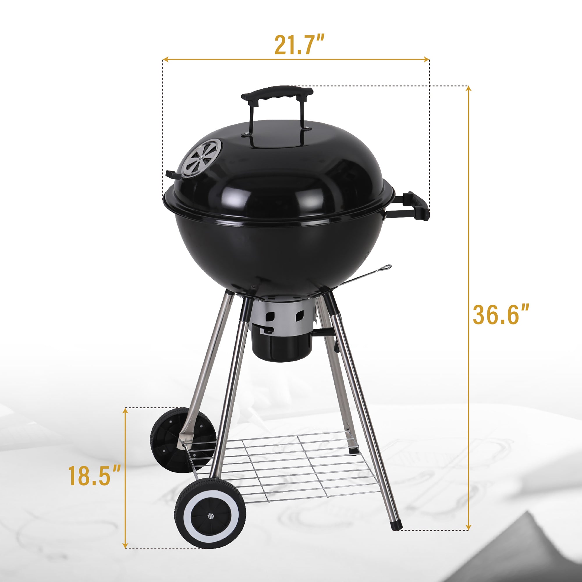 Captiva Designs 18" Porcelain-coated Kettle Charcoal Patio Grill
